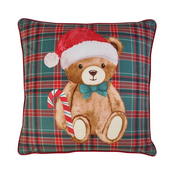 Dekoratīvais spilvens ar Ziemassvētku motīvu 45x45 cm Christmas Tartan Teddy Bear – Catherine Lansfield