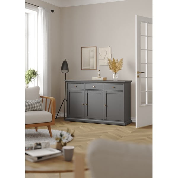 Pelēka zema kumode 144x92 cm Paris – Tvilum-image-1