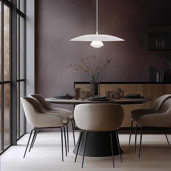 Balta LED piekaramā lampa ar metāla abažūru Lund – Candellux Lighting-image-2