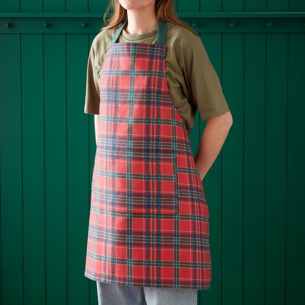 Kokvilnas priekšauts ar Ziemassvētku motīvu Christmas Tartan Check – Catherine Lansfield-image-1