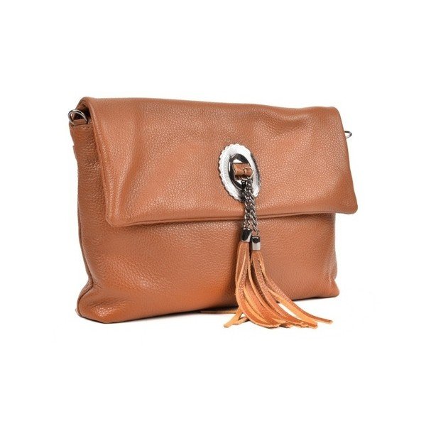 Konjaka brūna ādas crossbody soma Roberta M Elisa-image-1