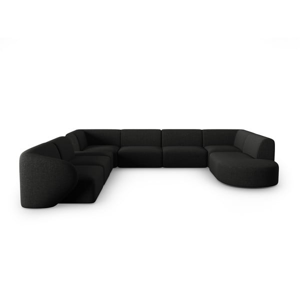 Melns stūra dīvāns (ar kreiso stūri/U veida) Shane – Micadoni Home
