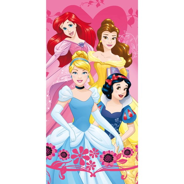 Rozā frotē bērnu dvielis 70x140 cm Princesses – Jerry Fabrics