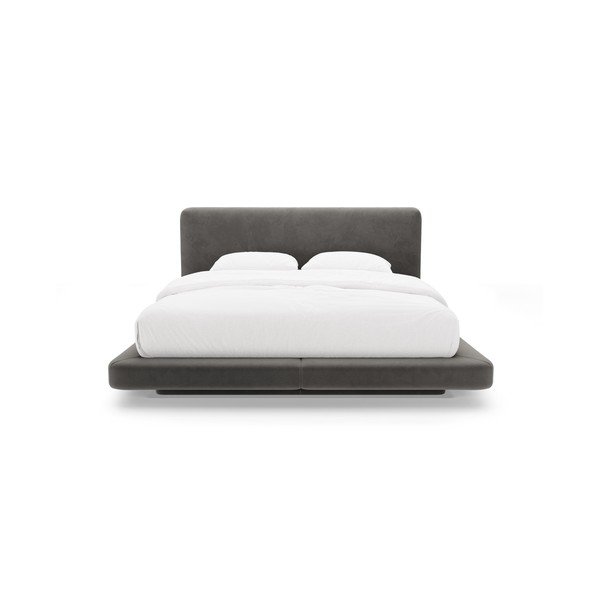 Tumši pelēka polsterēta divvietīga gulta 180x200 cm Linea – Micadoni -image-3