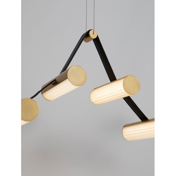 Misiņa krāsas alumīnija LED piekaramā lampa ar regulējamu spilgtumu ar stikla abažūru Luma – Nova Luce-image-2