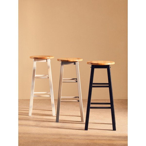 Balta/dabīga toņa gumijkoka masīvkoka bāra taburete (sēdekļa augstums 74 cm) Chester – Premier Housewares-image-4