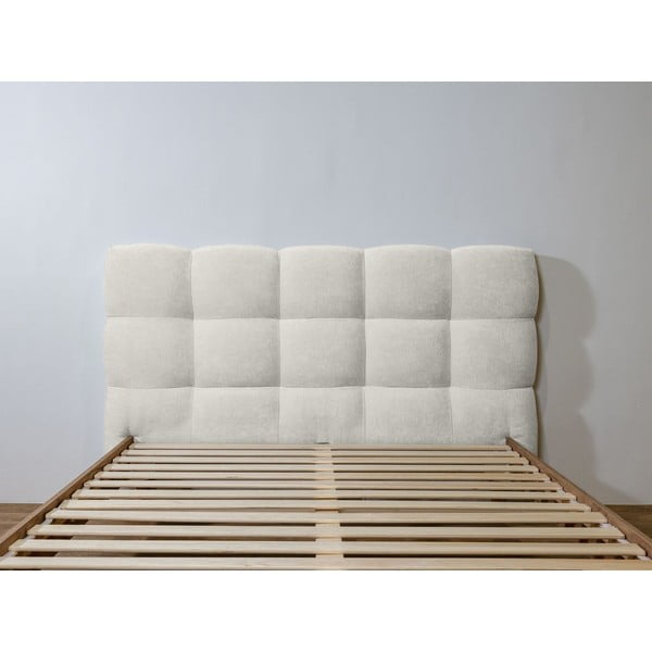 Gaiši pelēka polsterēta divvietīga gulta ar redelēm 160x200 cm Kumo – Bobochic Paris-image-3