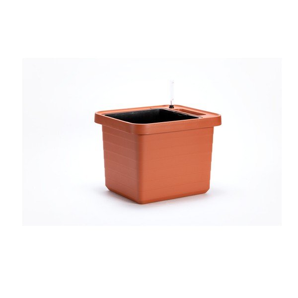 Brūns liela tilpuma pašapūdeņojošs puķu pods Plastia Berberis UNO, 27 l-image-1