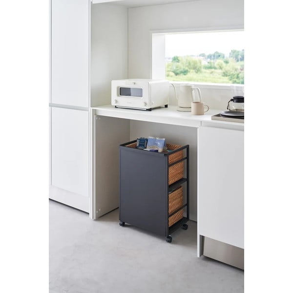 Melns metāla plaukts uz riteņiem 42x60 cm Tower – YAMAZAKI-image-4