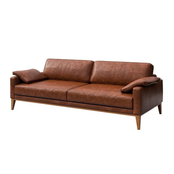 Sarkanbrūns ādas dīvāns MESONICA Musso, 211 cm-image-2
