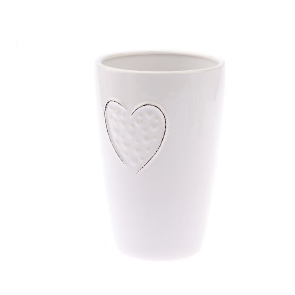 Balta keramikas vāze Dakls Hearts Dots, augstums 18,3 cm