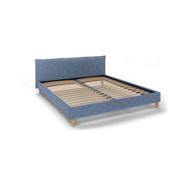 Zila mīksta divvietīga gulta ar režģi 180x200 cm Tina – Ropez