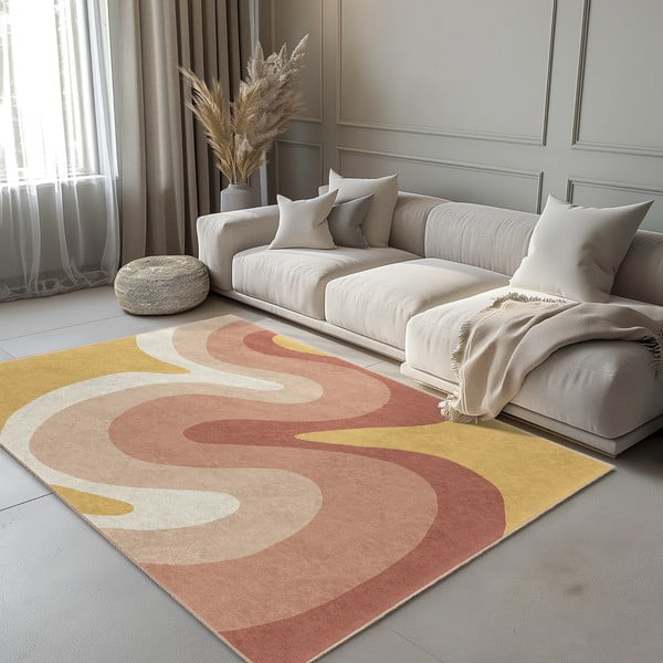 Okera dzeltens/dūmakaini rozā mazgājams paklājs 60x100 cm Strawberry Creamsicle – Mila Home-image-1