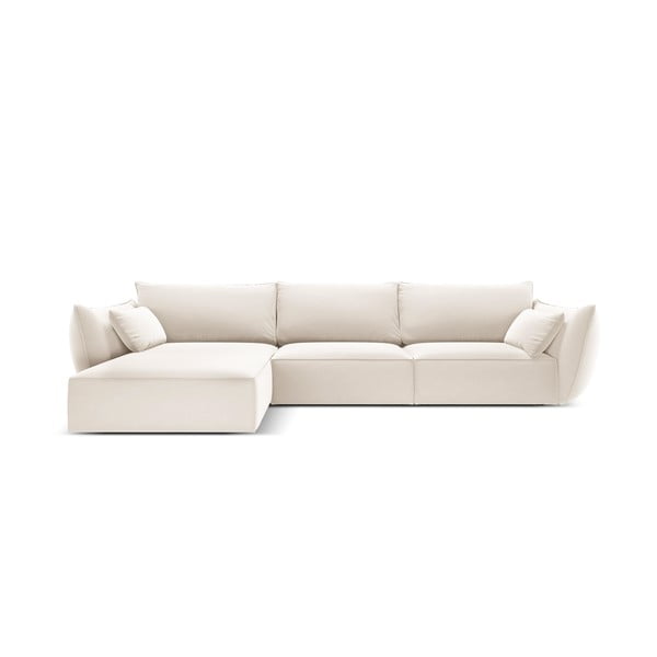 Bēšs samta stūra dīvāns (ar kreiso stūri/ar zvilni) Vanda – Mazzini Sofas