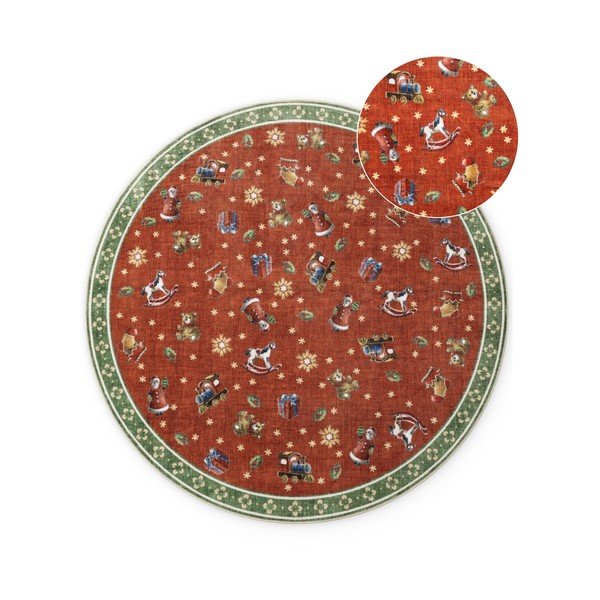 Sarkans/zaļš apaļš paklājs ar Ziemassvētku motīvu ø 200 cm Toy's Delight Nostalgic Noel Red Green – Villeroy&Boch