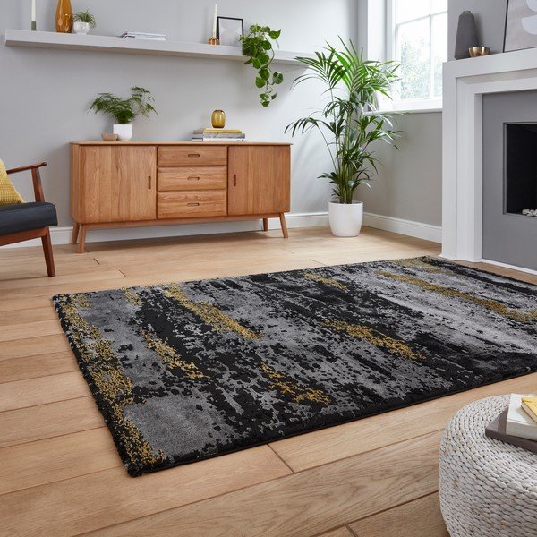 Melns/zelta krāsas paklājs 230x160 cm Craft – Think Rugs-image-1
