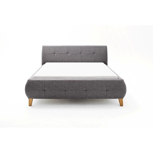 Antracīta pelēka polsterēta divvietīga gulta ar veļas kasti ar redelēm 180x200 cm Matheo – Meise Möbel-image-4