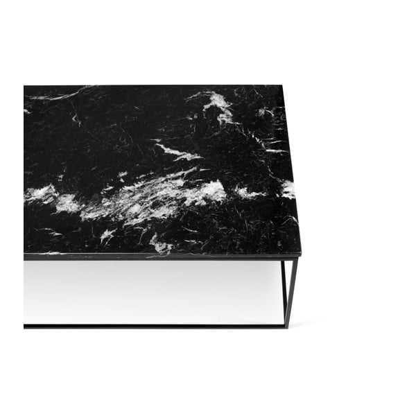 Melns marmora kafijas galdiņš ar melnām kājām TemaHome Gleam, 120 x 75 cm-image-3