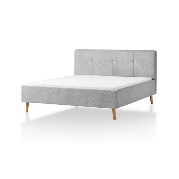 Gaiši pelēka polsterēta divvietīga gulta 180x200 cm Smart – Meise Möbel