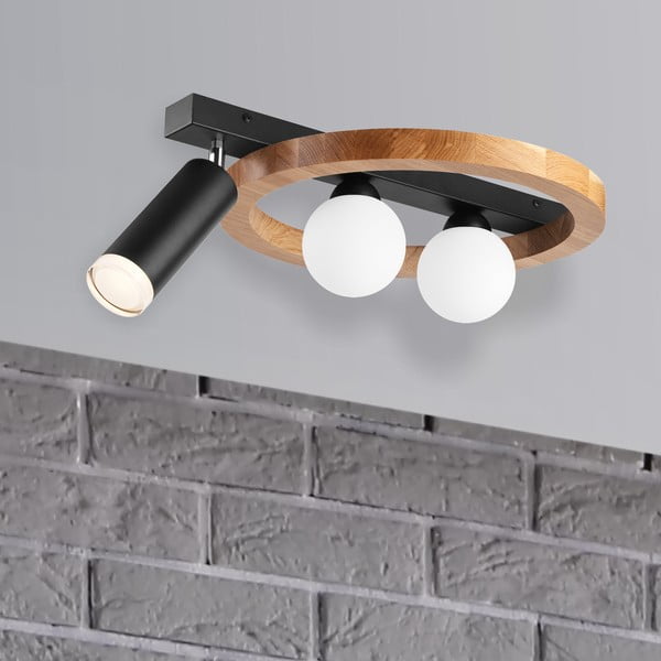 Melna/dabīga toņa griestu lampa 40x50 cm Otis – LAMKUR-image-2