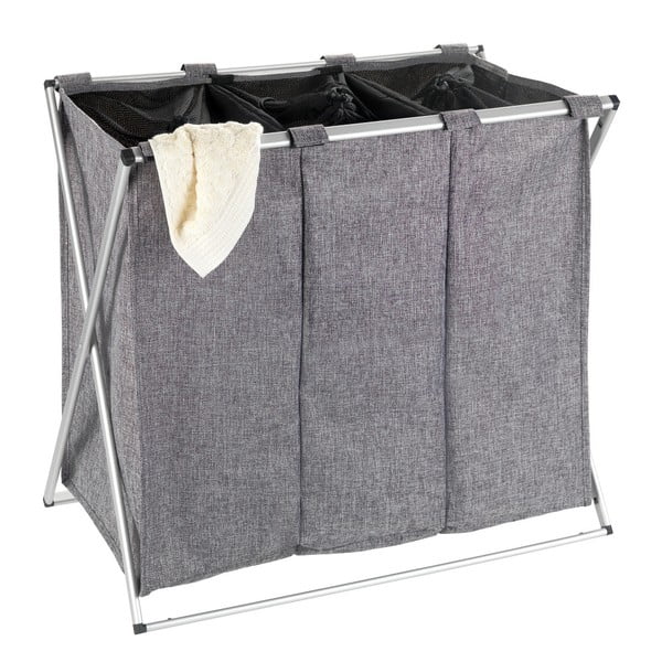 Pelēks trīs sekciju veļas grozs Wenko Trilogia, 130 l-image-2