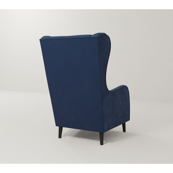 Tumši zils samta atpūtas krēsls ar atzveltni Carole – Ropez-image-2