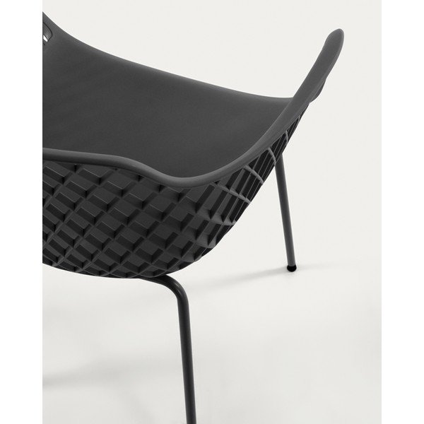 Tumši pelēks metāla dārza krēsls Quinn – Kave Home-image-3