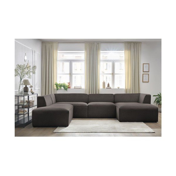 Brūns velveta modulārais stūra dīvāns (ar kreiso stūri/U veida) Megeve – Bobochic Paris-image-4