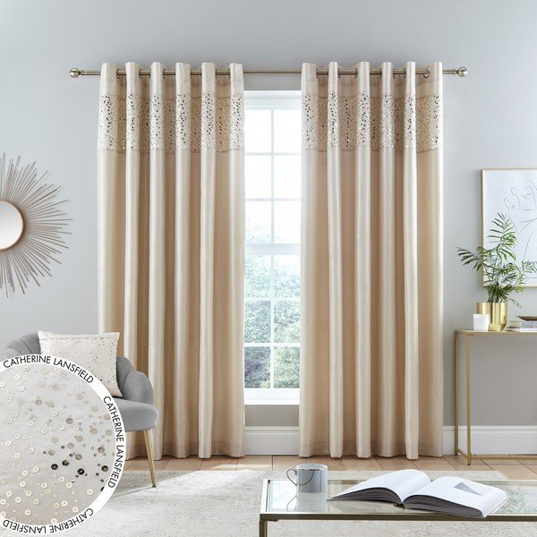 Bēši aizkari (2 gab.) 168x229 cm Glitzy Sequin – Catherine Lansfield-image-4