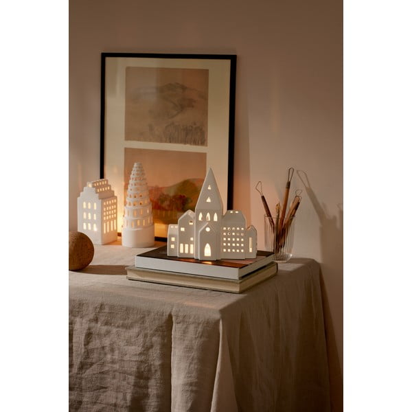 Balts keramikas svečturis Kähler Design Urbania Lighthouse City-image-4