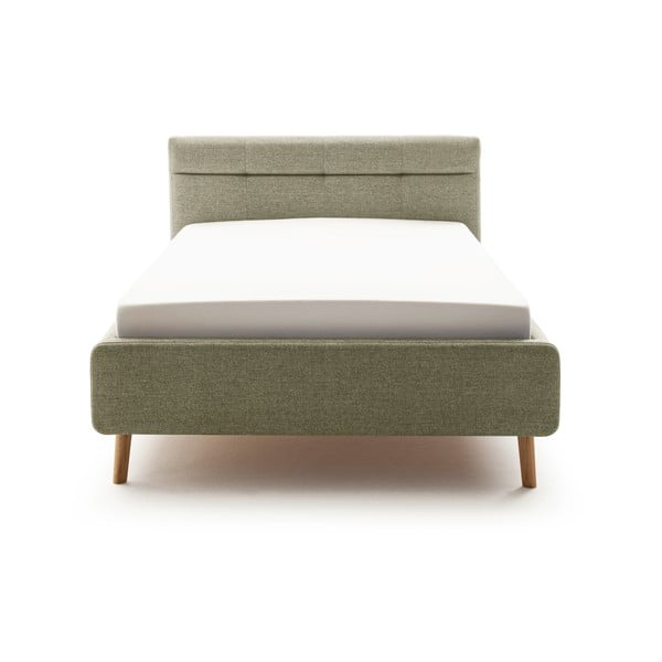 Zaļa polsterēta divvietīga gulta ar veļas kasti ar redelēm 140x200 cm Lotte – Meise Möbel-image-2
