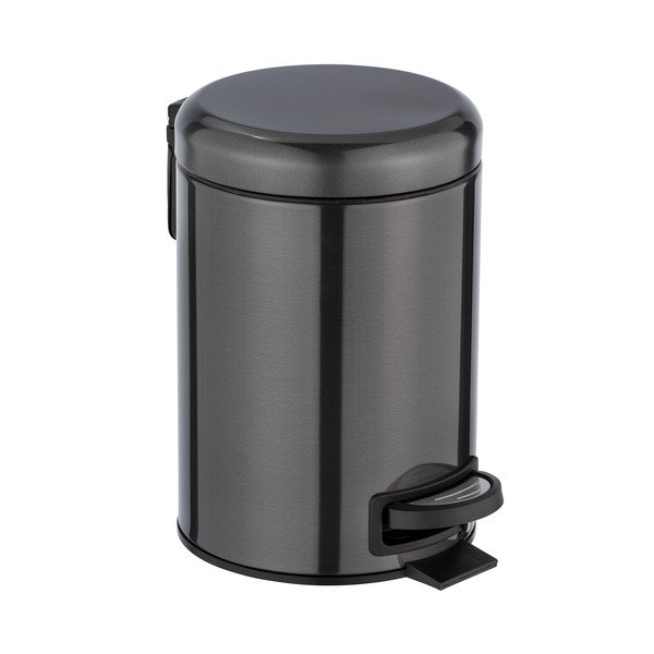 Melna nerūsējošā tērauda atkritumu tvertne ar pedāli Wenko, 3 l-image-1