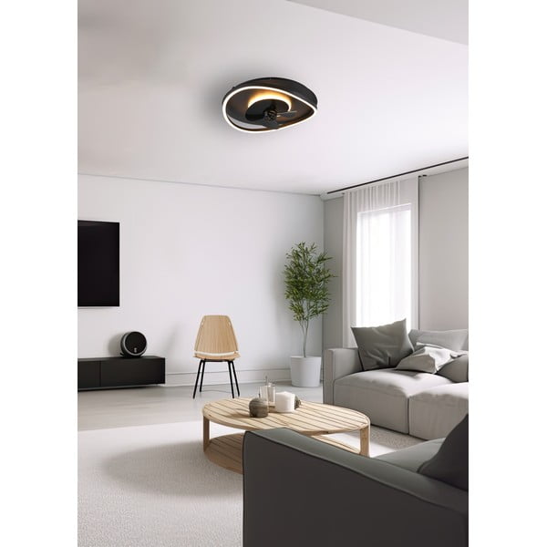 Matēti melna LED griestu lampa Sortland – Trio-image-1