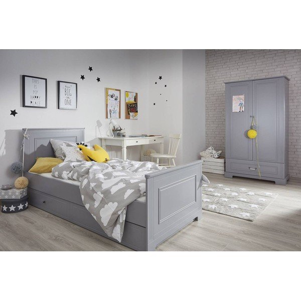 Pelēks bērnu drēbju skapis 102x193 cm Ines – BELLAMY-image-1
