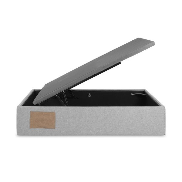 Pelēka polsterēta vienvietīga gulta ar veļas kasti 90x190 cm Matters – Kave Home-image-2