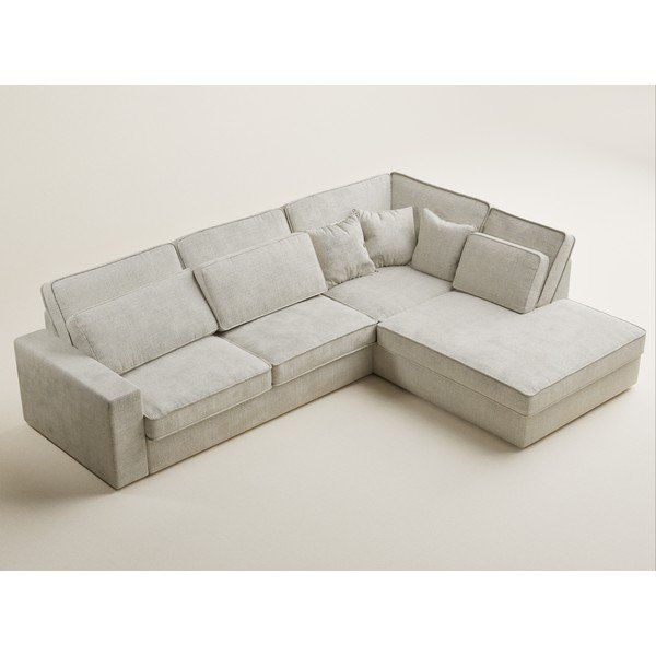 Pelēkbēšs stūra dīvāns no šenila auduma (ar labo stūri/L veida) Kirou – Maison de Rêve-image-3