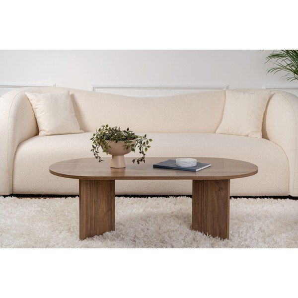 Tumši brūns žurnālgaldiņš ar riekstkoka imitāciju 60x119 cm Sable – Kalune Design-image-3