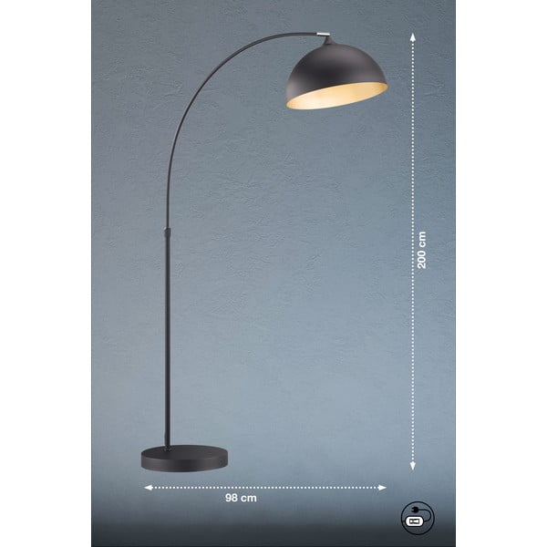 Melna stāvlampa ar metāla abažūru (augstums 200 cm) Leitung – Fischer & Honsel-image-2