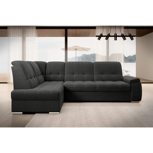 Tumši pelēks salokāms/ar uzglabāšanas vietu stūra dīvāns (ar kreiso stūri/L veida) Sado – ELTAP-image-3