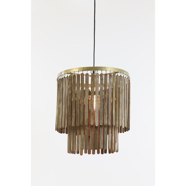 Brūna piekaramā lampa ar koka abažūru Gularo – Light & Living-image-1