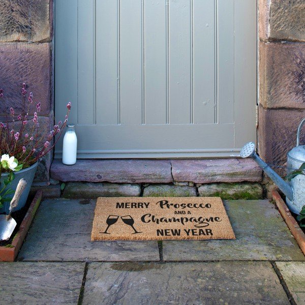 Kokosšķiedras kājslauķis ar Ziemassvētku motīvu 40x60 cm Champagne New Year – Artsy Doormats-image-4