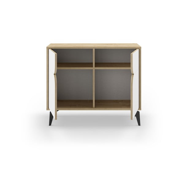 Balts/dabīga toņa skapītis ar ozolkoka imitāciju 95x79 cm Nola – Marckeric-image-3