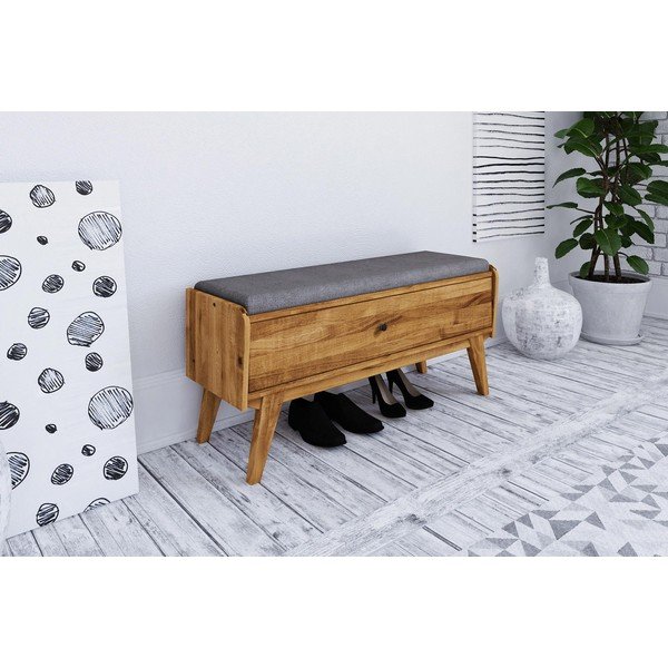 Ozolkoka sols ar glabāšanas vietu un gaiši pelēku sēdekli Retro – The Beds-image-1