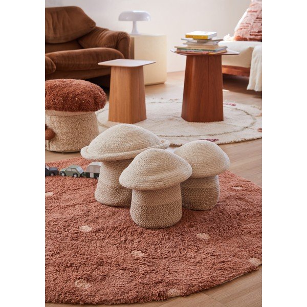 Ķieģeļu sarkans mazgājams/ar rokām darināts kokvilnas bērnu paklājs ø140 cm Round Dot Chestnut – Lorena Canals-image-3