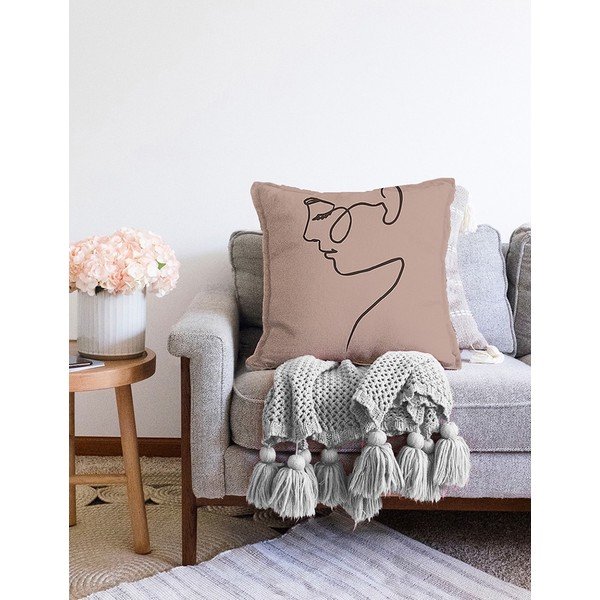 Bēša spilvendrāna ar kokvilnas maisījumu Minimalist Cushion Covers Portrait, 55 x 55 cm-image-2