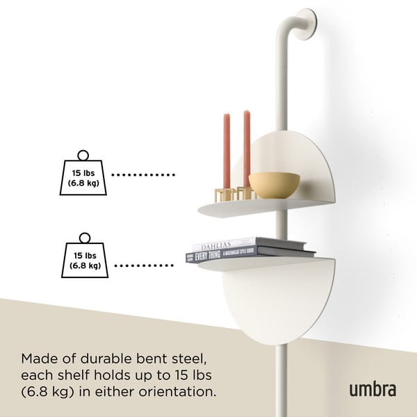 Matēti balta metāla modulārā plauktu sistēma 27x203,5x35 cm Solis – Umbra-image-4