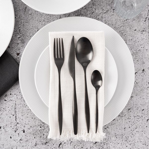 Melns nerūsējošā tērauda galda piederumi (24 gab.) – Orion-image-2