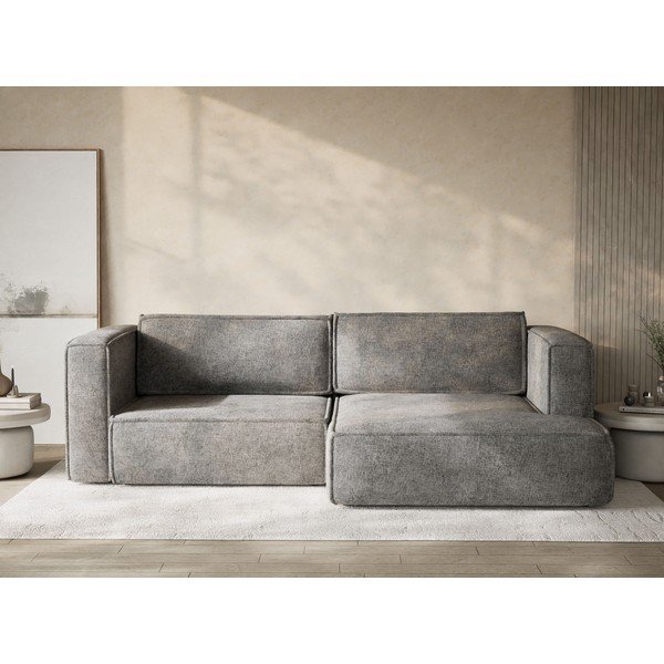 Pelēks salokāms stūra dīvāns no šenila auduma ar uzglabāšanas vietu (ar labo stūri/ar zvilni) Velto – Maison de Rêve-image-1