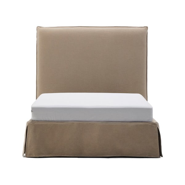 Pelēkbrūna polsterēta vienvietīga gulta 90x200 cm Jaira – Kave Home-image-2