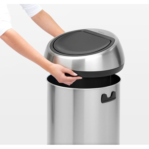 Matētas sudraba krāsas ar pieskārienu atverama tērauda atkritumu tvertne 60 l Touch Bin – Brabantia-image-4
